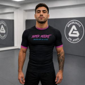 Athletic Fit Gym Logo BJJ Rash Guard for Brazilian Jiu-Jitsu Reedot Sports