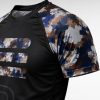 Private label No-Gi rash guard manufacturer custom BJJ rash guard with black front body and sublimated camo sleeves and back