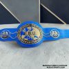 EBU European Boxing Championship replica title belt with blue strap and gold center plate